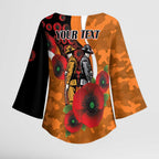 Greater Giants ANZAC Personalised Kimono Sleeve Blouse Lest We Forget Poppy Camo