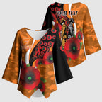 Greater Giants ANZAC Personalised Kimono Sleeve Blouse Lest We Forget Poppy Camo