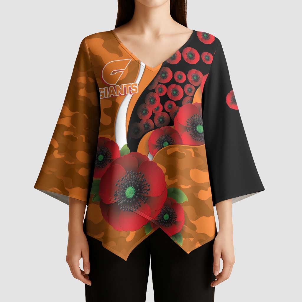 Greater Giants ANZAC Personalised Kimono Sleeve Blouse Lest We Forget Poppy Camo
