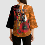 Greater Giants ANZAC Personalised Kimono Sleeve Blouse Lest We Forget Poppy Camo