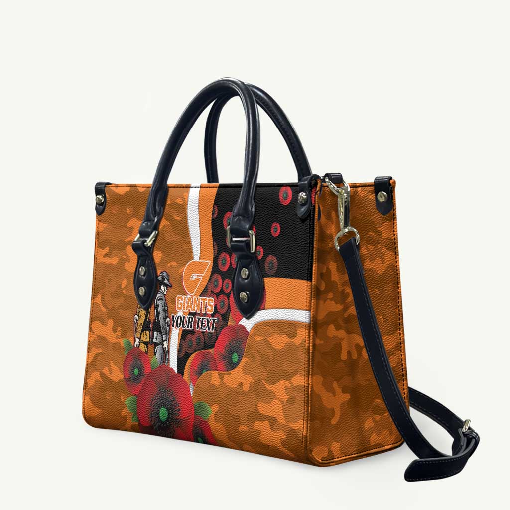 Greater Giants ANZAC Personalised Leather Bag Lest We Forget Poppy Camo