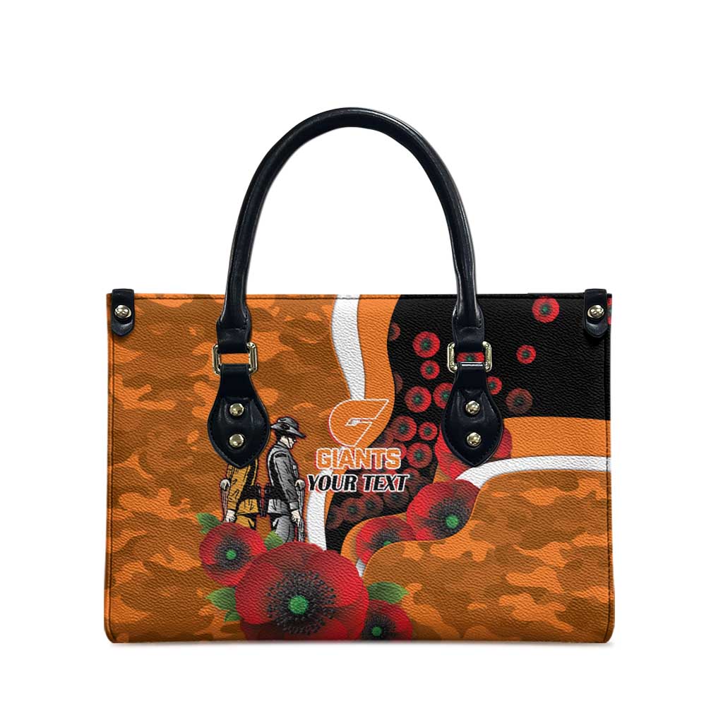 Greater Giants ANZAC Personalised Leather Bag Lest We Forget Poppy Camo