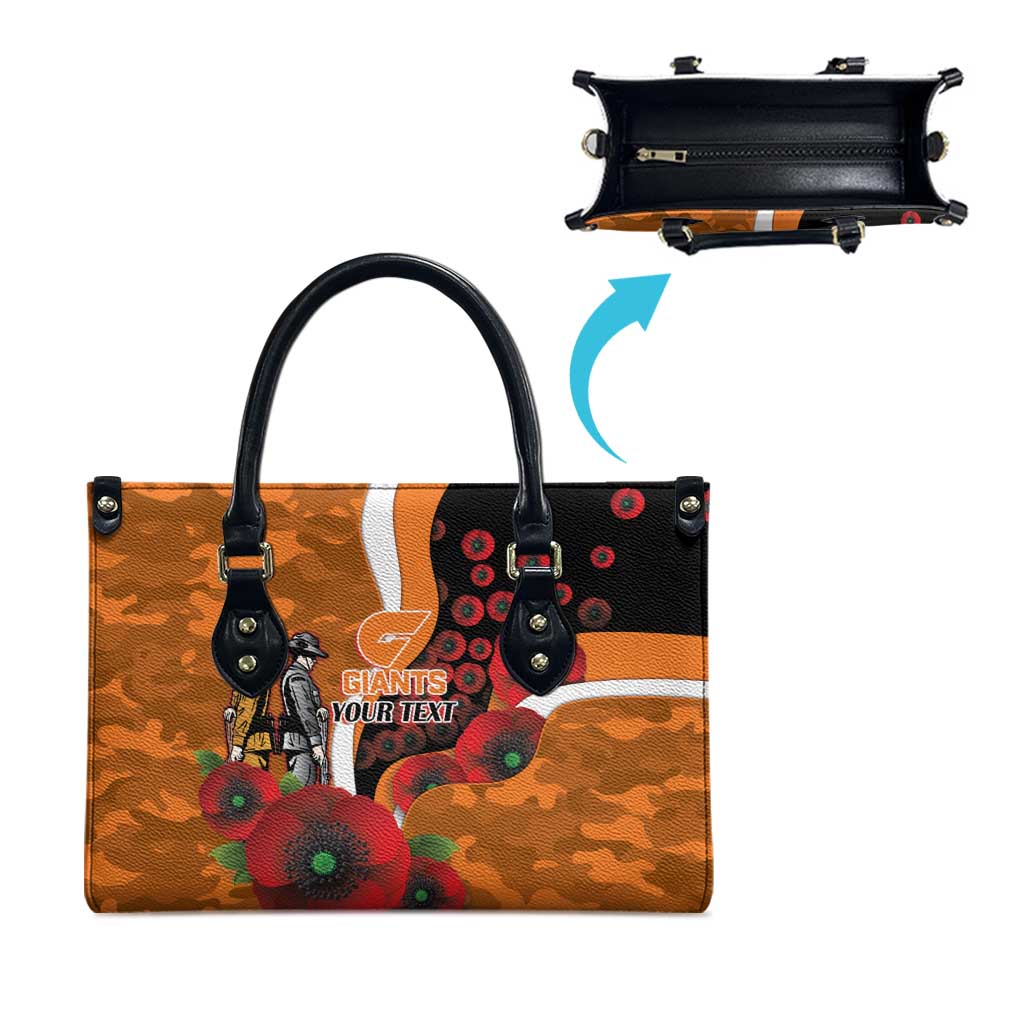 Greater Giants ANZAC Personalised Leather Bag Lest We Forget Poppy Camo