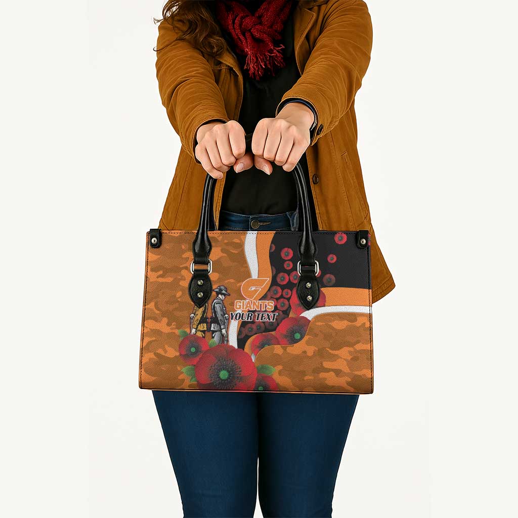 Greater Giants ANZAC Personalised Leather Bag Lest We Forget Poppy Camo