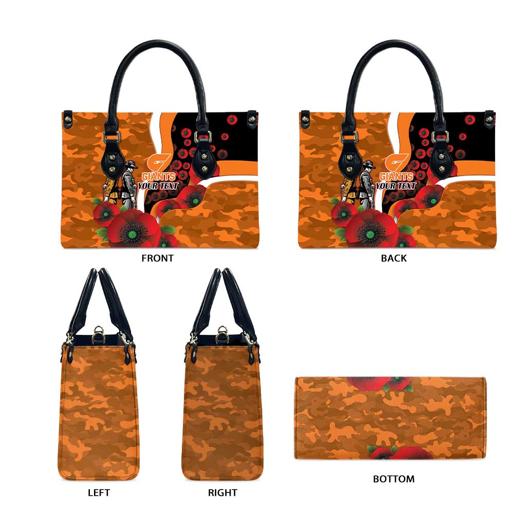 Greater Giants ANZAC Personalised Leather Bag Lest We Forget Poppy Camo