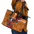 Greater Giants ANZAC Personalised Leather Tote Bag Lest We Forget Poppy Camo