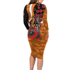 Greater Giants ANZAC Personalised Long Sleeve Bodycon Dress Lest We Forget Poppy Camo