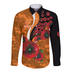 Greater Giants ANZAC Personalised Long Sleeve Button Shirt Lest We Forget Poppy Camo