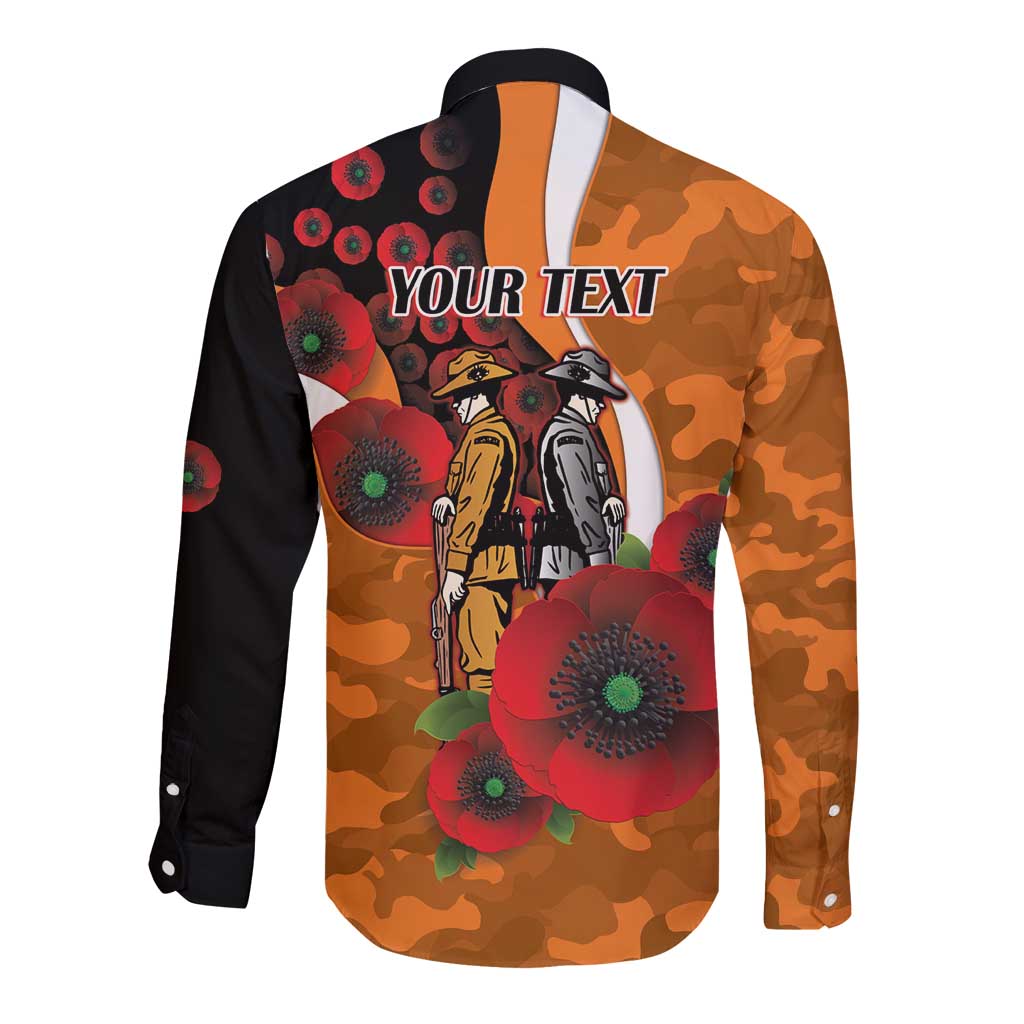Greater Giants ANZAC Personalised Long Sleeve Button Shirt Lest We Forget Poppy Camo