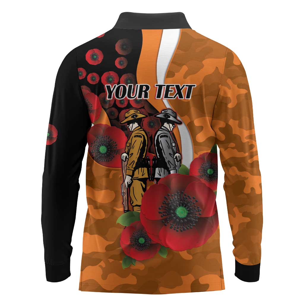 Greater Giants ANZAC Personalised Long Sleeve Polo Shirt Lest We Forget Poppy Camo
