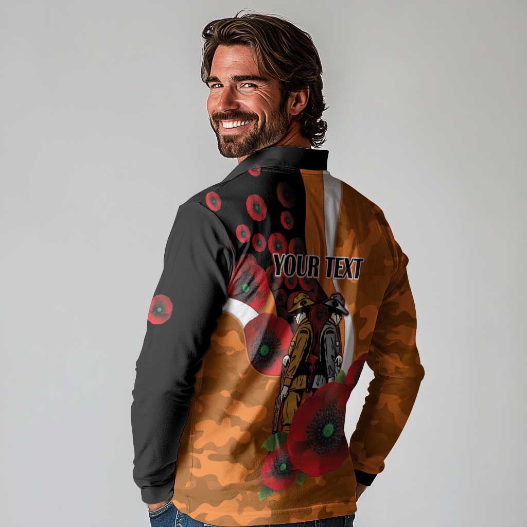Greater Giants ANZAC Personalised Long Sleeve Polo Shirt Lest We Forget Poppy Camo