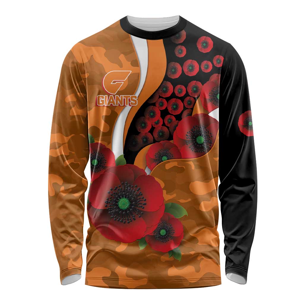 Greater Giants ANZAC Personalised Long Sleeve Shirt Lest We Forget Poppy Camo