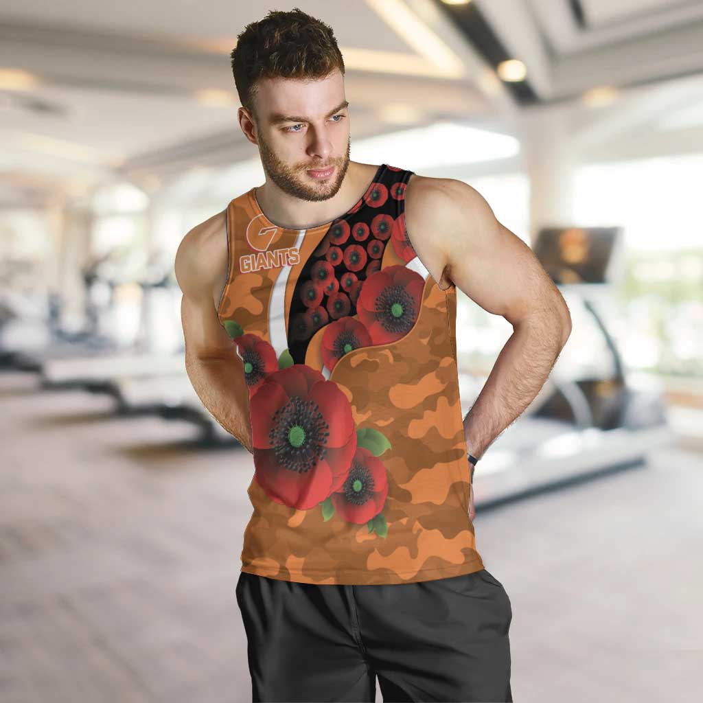 Greater Giants ANZAC Personalised Men Tank Top Lest We Forget Poppy Camo