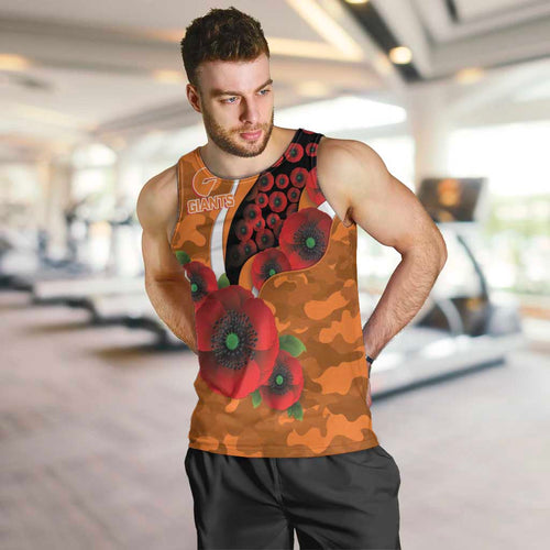 Greater Giants ANZAC Personalised Men Tank Top Lest We Forget Poppy Camo
