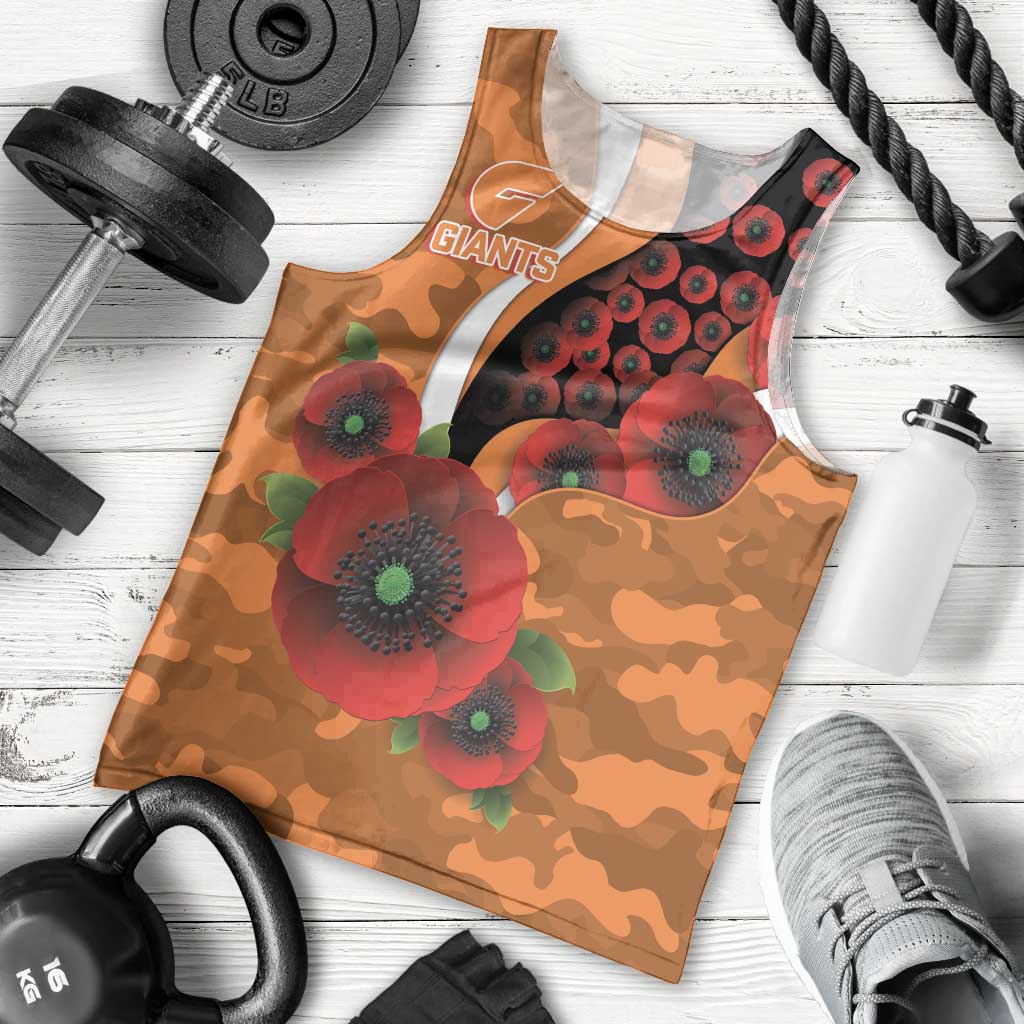 Greater Giants ANZAC Personalised Men Tank Top Lest We Forget Poppy Camo