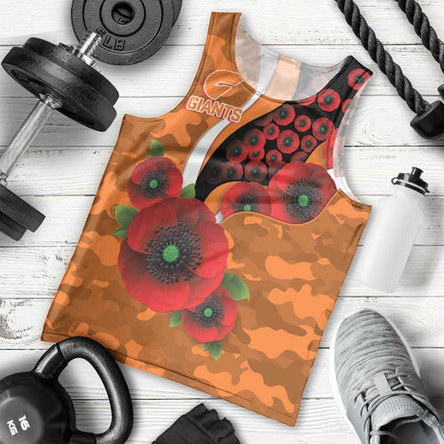 Greater Giants ANZAC Personalised Men Tank Top Lest We Forget Poppy Camo