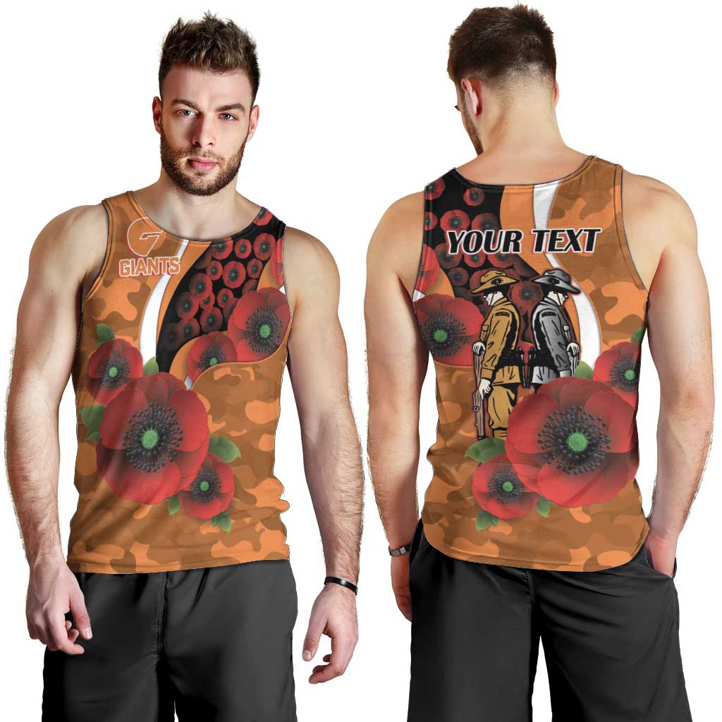 Greater Giants ANZAC Personalised Men Tank Top Lest We Forget Poppy Camo