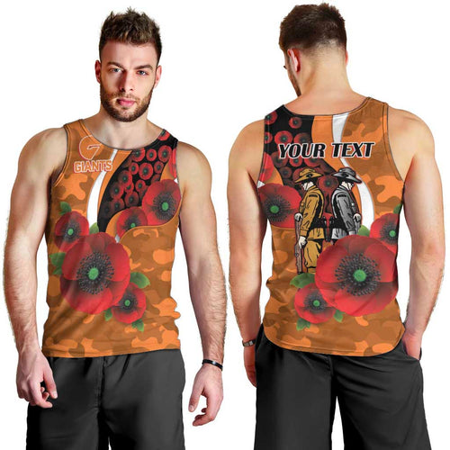 Greater Giants ANZAC Personalised Men Tank Top Lest We Forget Poppy Camo