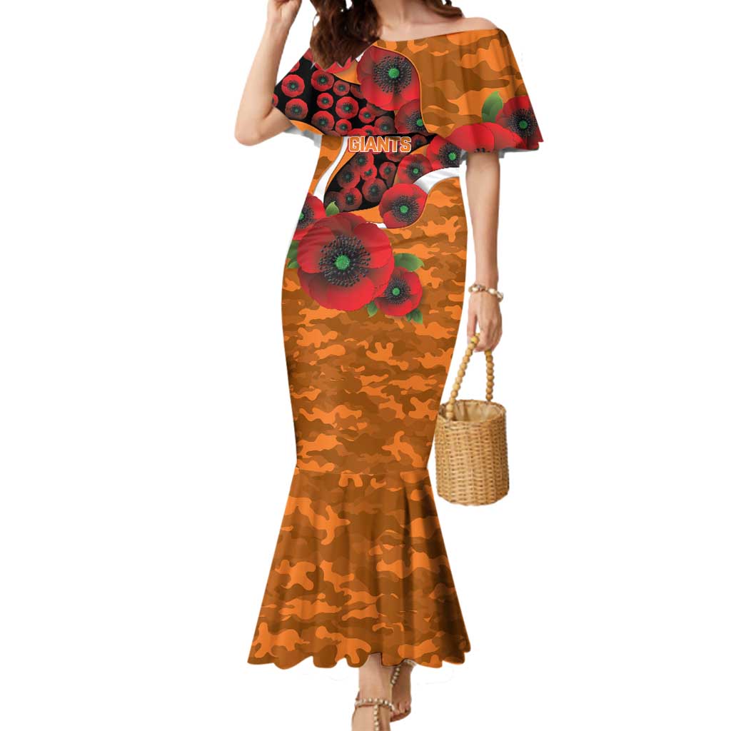 Greater Giants ANZAC Personalised Mermaid Dress Lest We Forget Poppy Camo