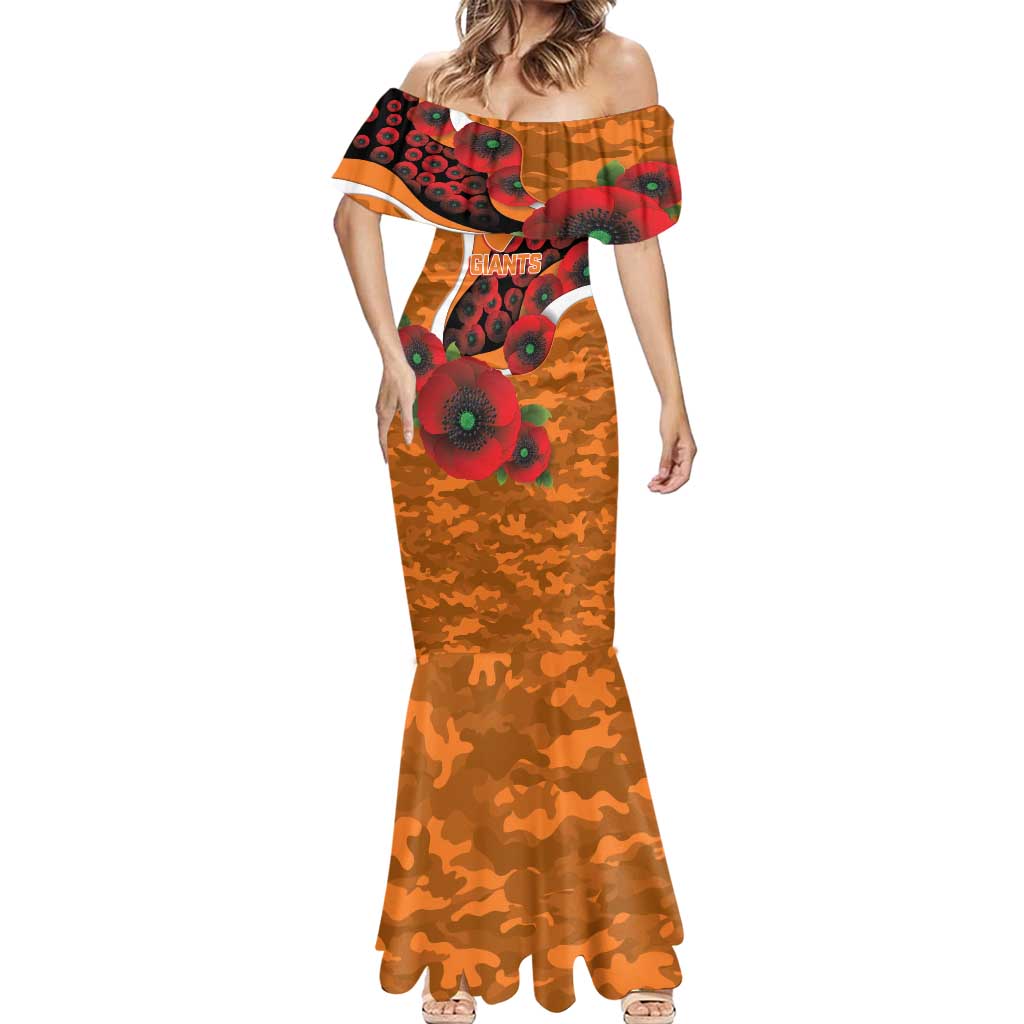 Greater Giants ANZAC Personalised Mermaid Dress Lest We Forget Poppy Camo