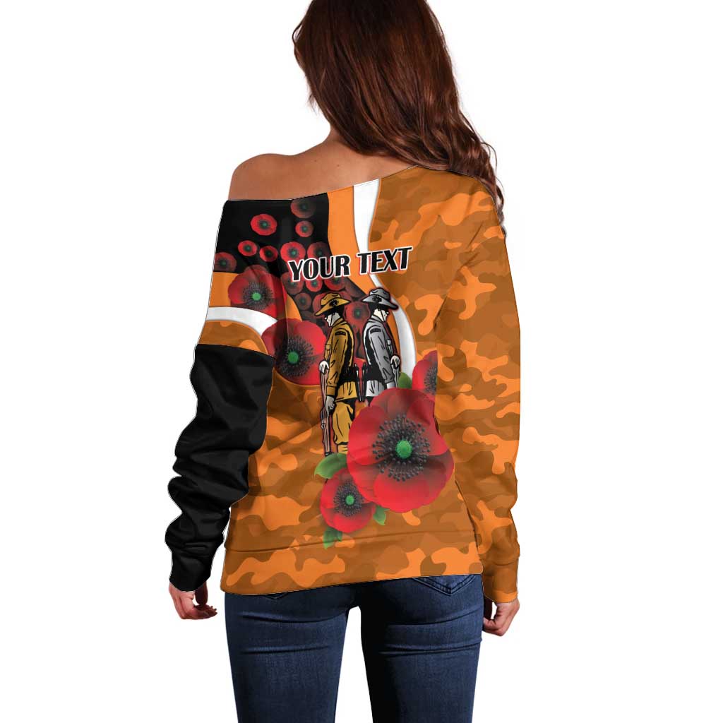 Greater Giants ANZAC Personalised Off Shoulder Sweater Lest We Forget Poppy Camo