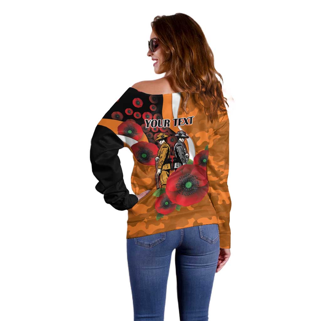 Greater Giants ANZAC Personalised Off Shoulder Sweater Lest We Forget Poppy Camo