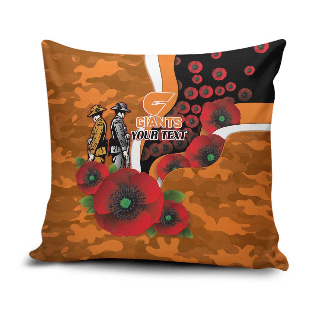 Greater Giants ANZAC Personalised Pillow Cover Lest We Forget Poppy Camo
