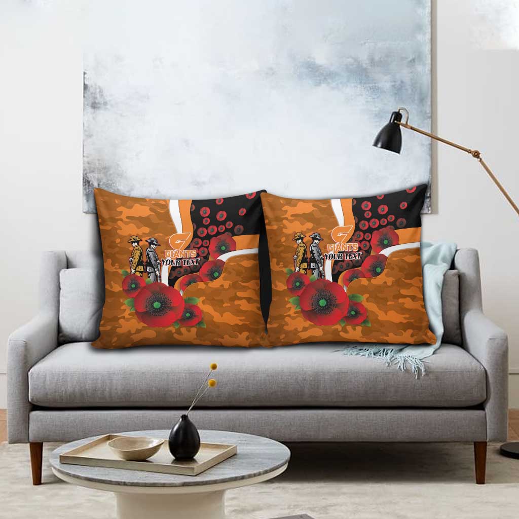 Greater Giants ANZAC Personalised Pillow Cover Lest We Forget Poppy Camo