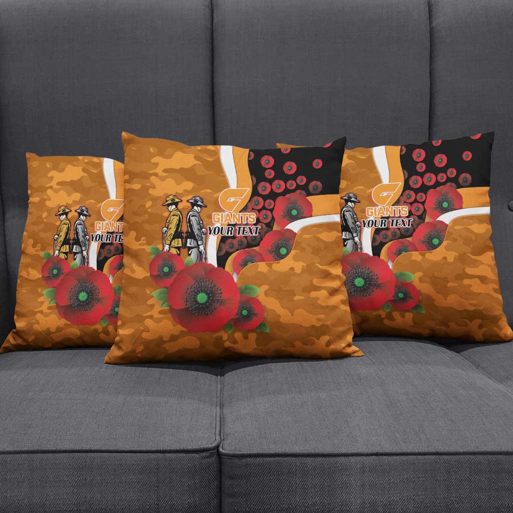 Greater Giants ANZAC Personalised Pillow Cover Lest We Forget Poppy Camo