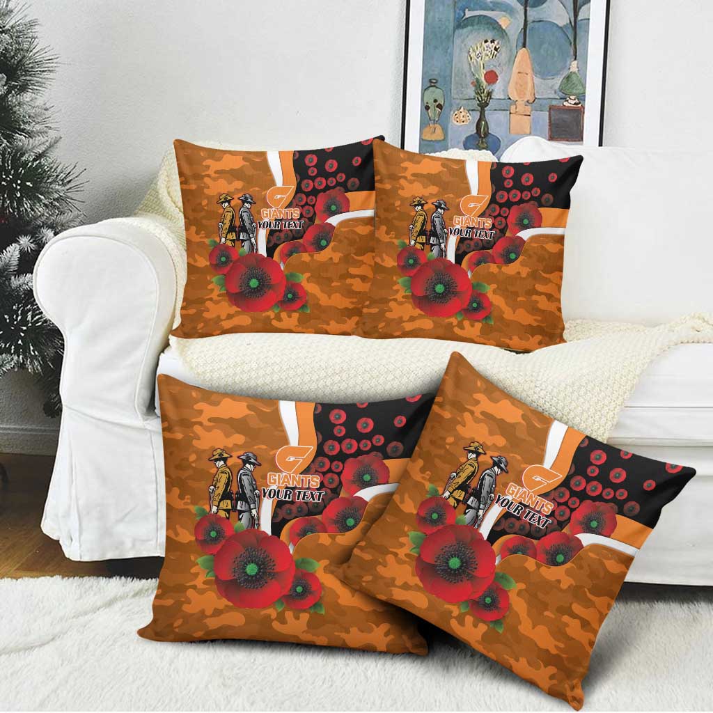 Greater Giants ANZAC Personalised Pillow Cover Lest We Forget Poppy Camo