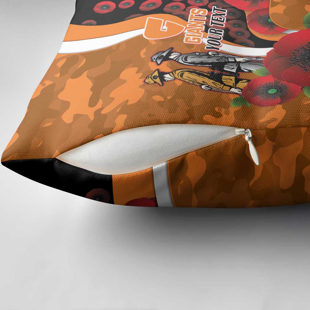 Greater Giants ANZAC Personalised Pillow Cover Lest We Forget Poppy Camo