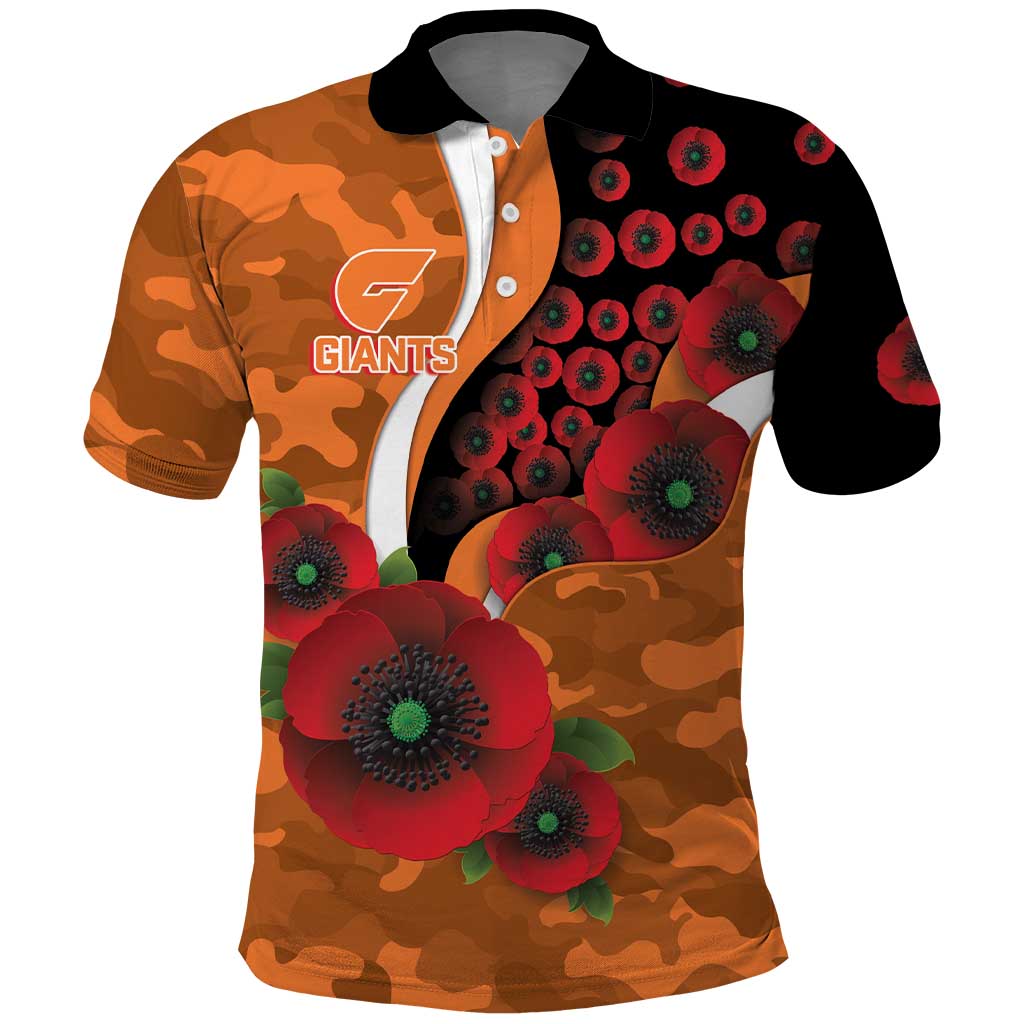 Greater Giants ANZAC Personalised Polo Shirt Lest We Forget Poppy Camo