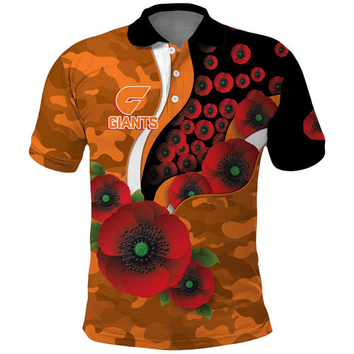 Greater Giants ANZAC Personalised Polo Shirt Lest We Forget Poppy Camo