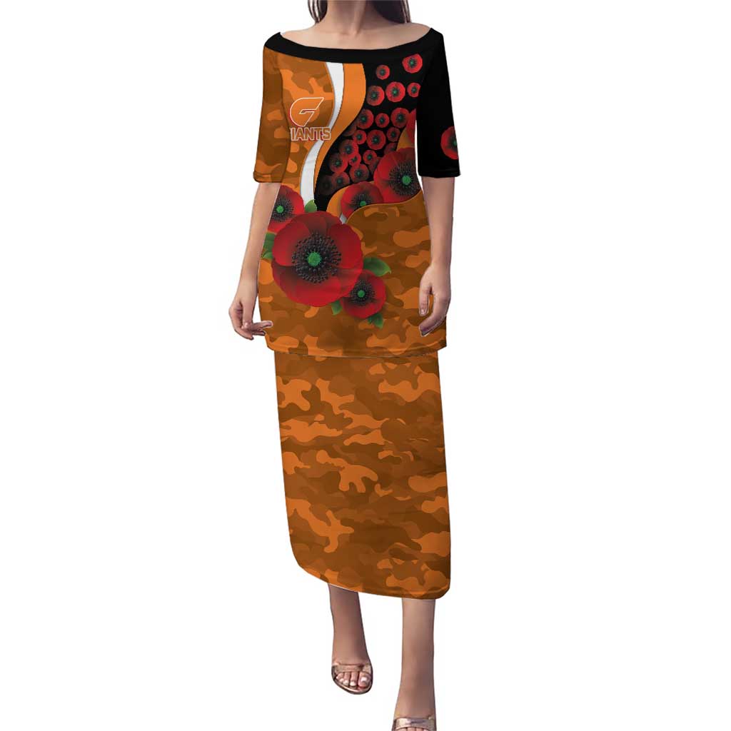 Greater Giants ANZAC Personalised Puletasi Lest We Forget Poppy Camo