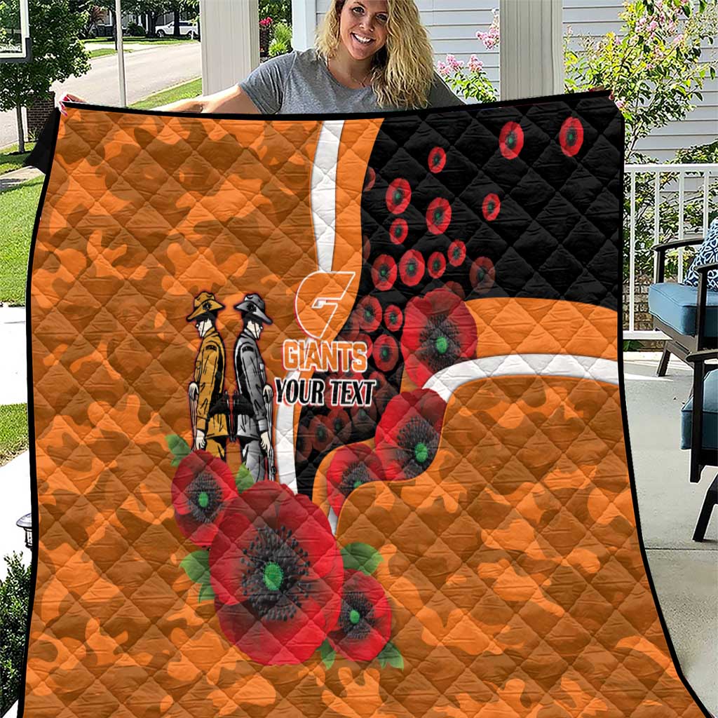 Greater Giants ANZAC Personalised Quilt Lest We Forget Poppy Camo