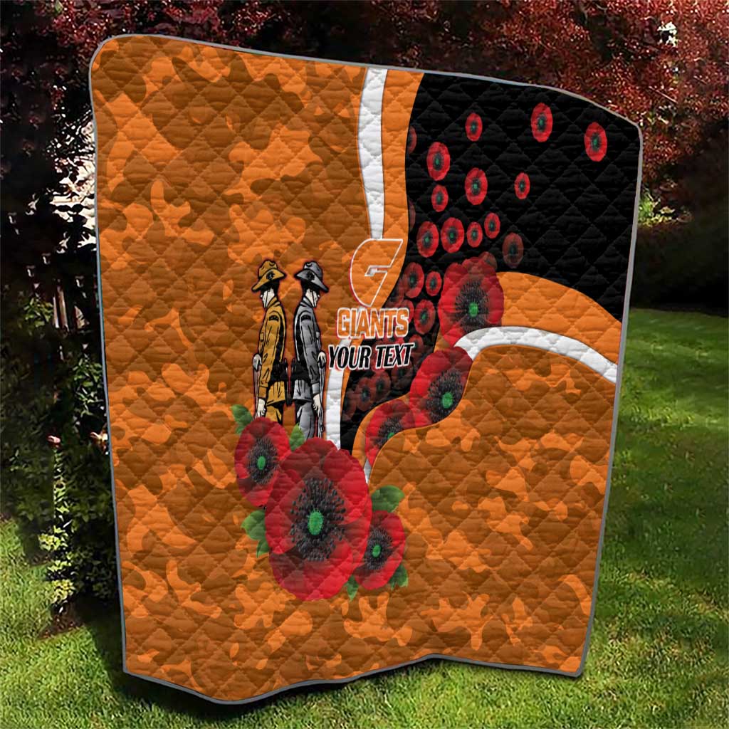 Greater Giants ANZAC Personalised Quilt Lest We Forget Poppy Camo