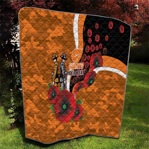 Greater Giants ANZAC Personalised Quilt Lest We Forget Poppy Camo