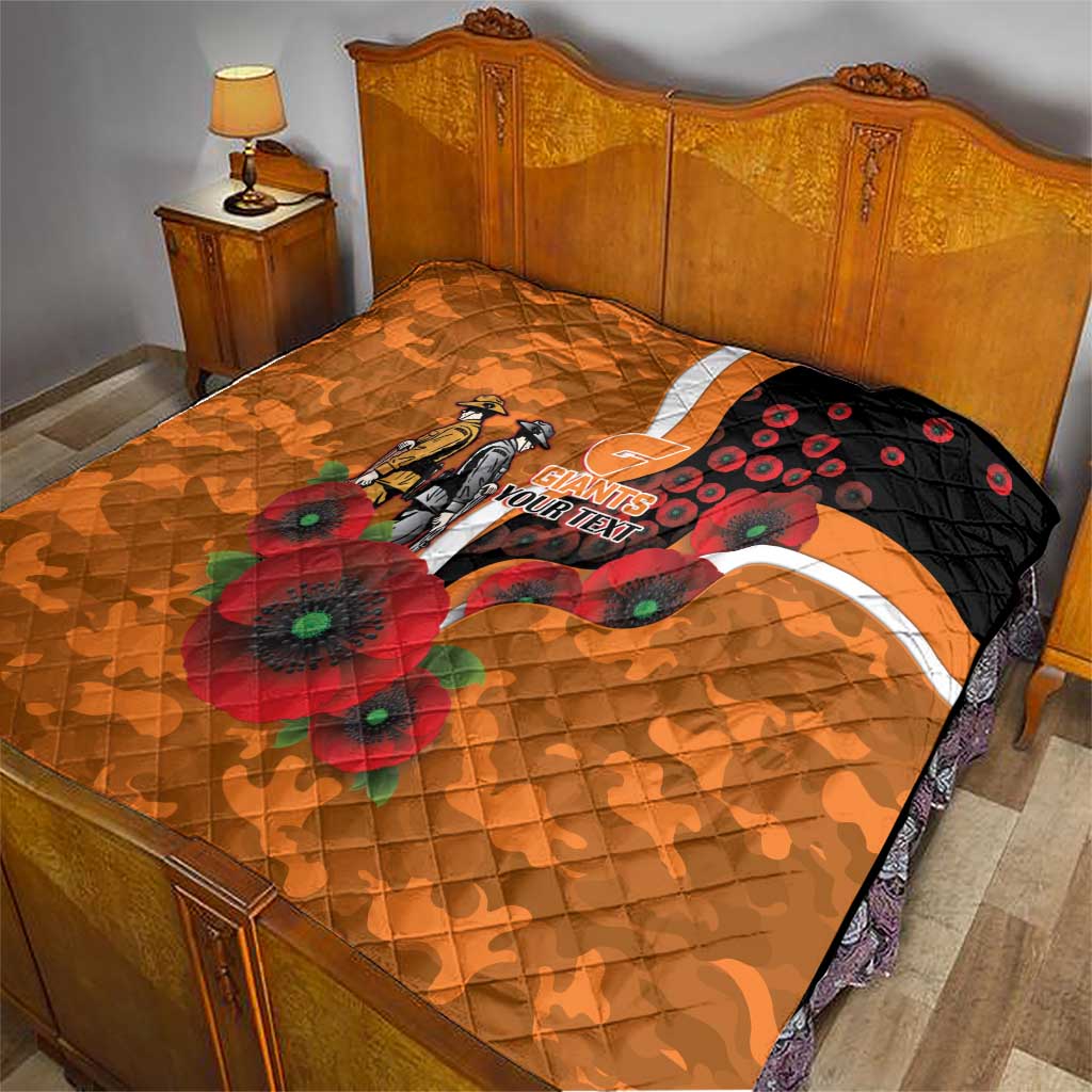 Greater Giants ANZAC Personalised Quilt Lest We Forget Poppy Camo