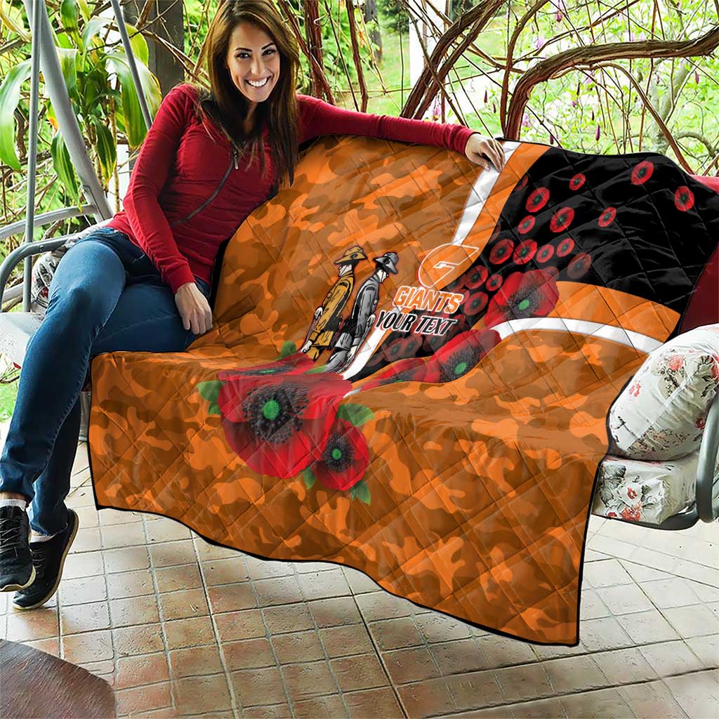 Greater Giants ANZAC Personalised Quilt Lest We Forget Poppy Camo