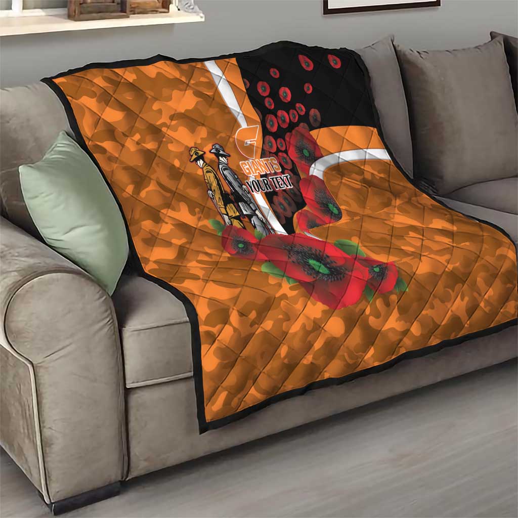 Greater Giants ANZAC Personalised Quilt Lest We Forget Poppy Camo