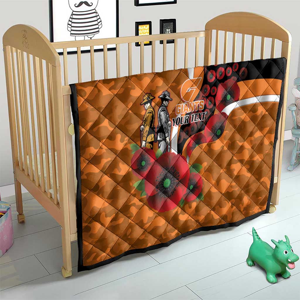 Greater Giants ANZAC Personalised Quilt Lest We Forget Poppy Camo
