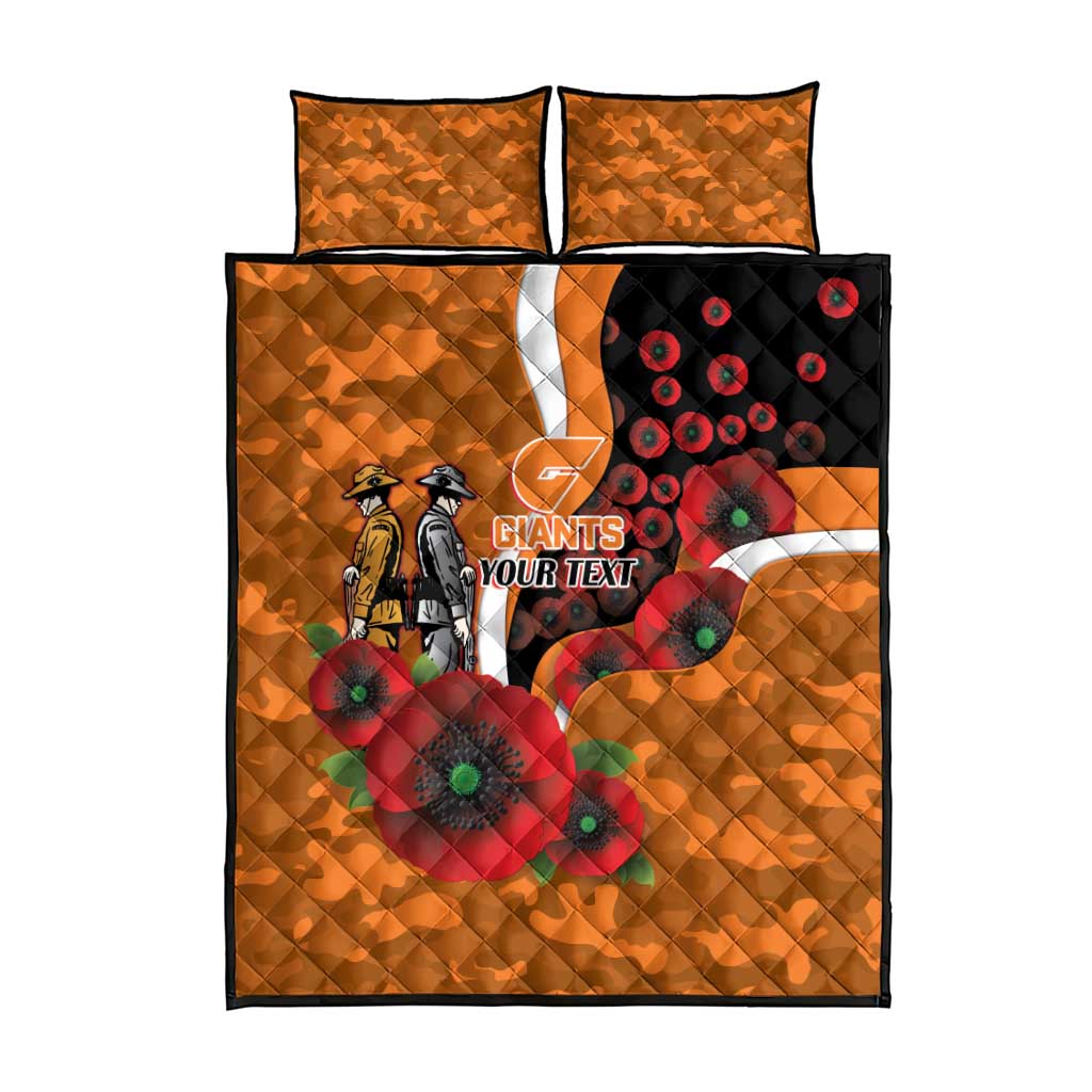 Greater Giants ANZAC Personalised Quilt Bed Set Lest We Forget Poppy Camo