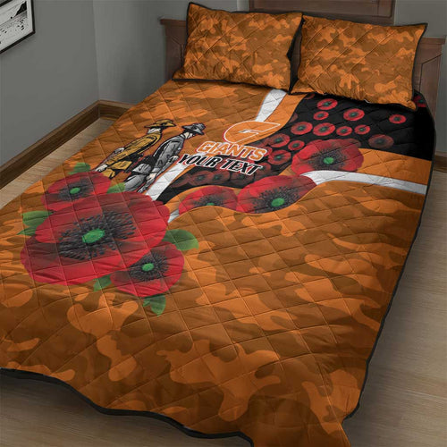 Greater Giants ANZAC Personalised Quilt Bed Set Lest We Forget Poppy Camo