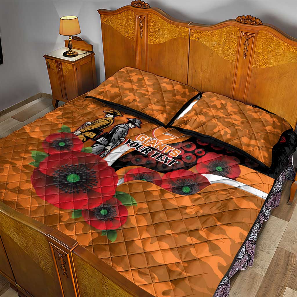 Greater Giants ANZAC Personalised Quilt Bed Set Lest We Forget Poppy Camo
