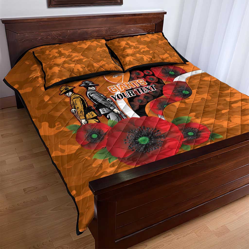 Greater Giants ANZAC Personalised Quilt Bed Set Lest We Forget Poppy Camo