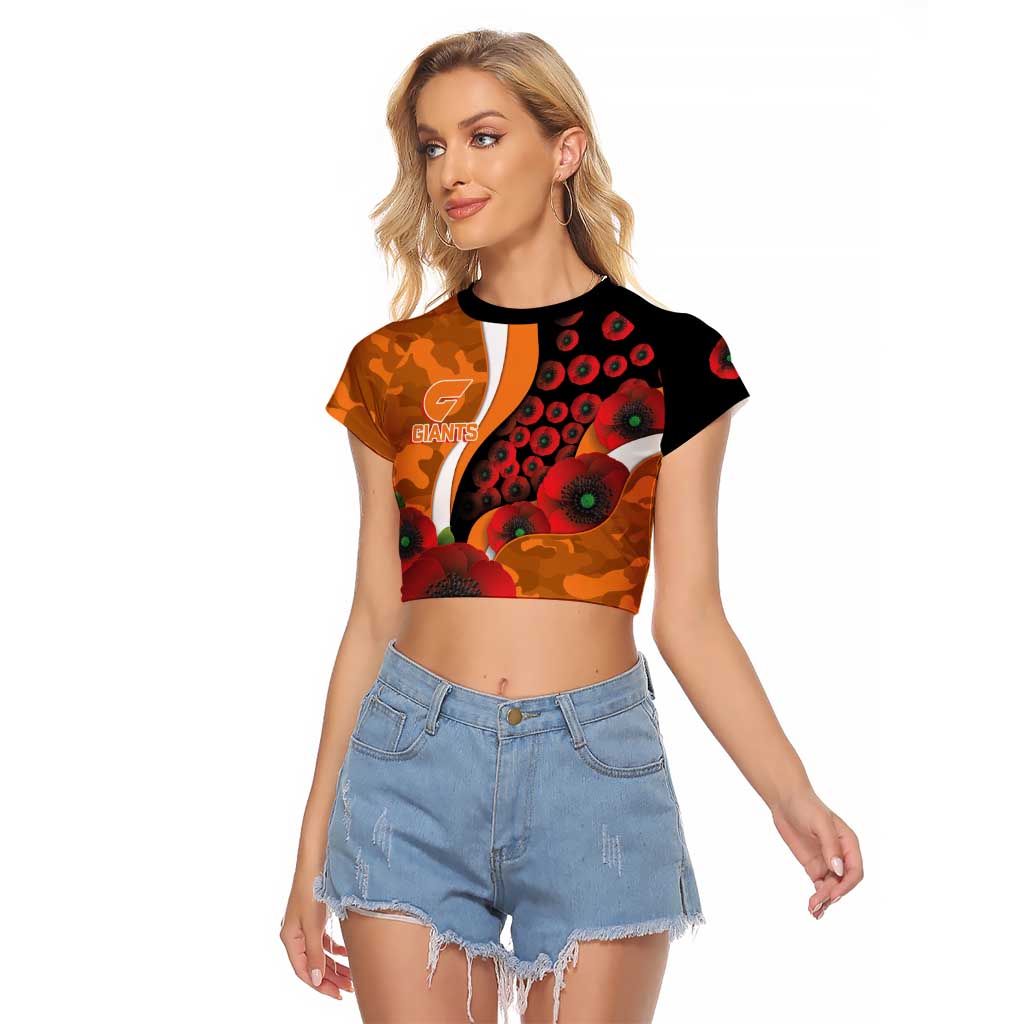 Greater Giants ANZAC Personalised Raglan Cropped T Shirt Lest We Forget Poppy Camo