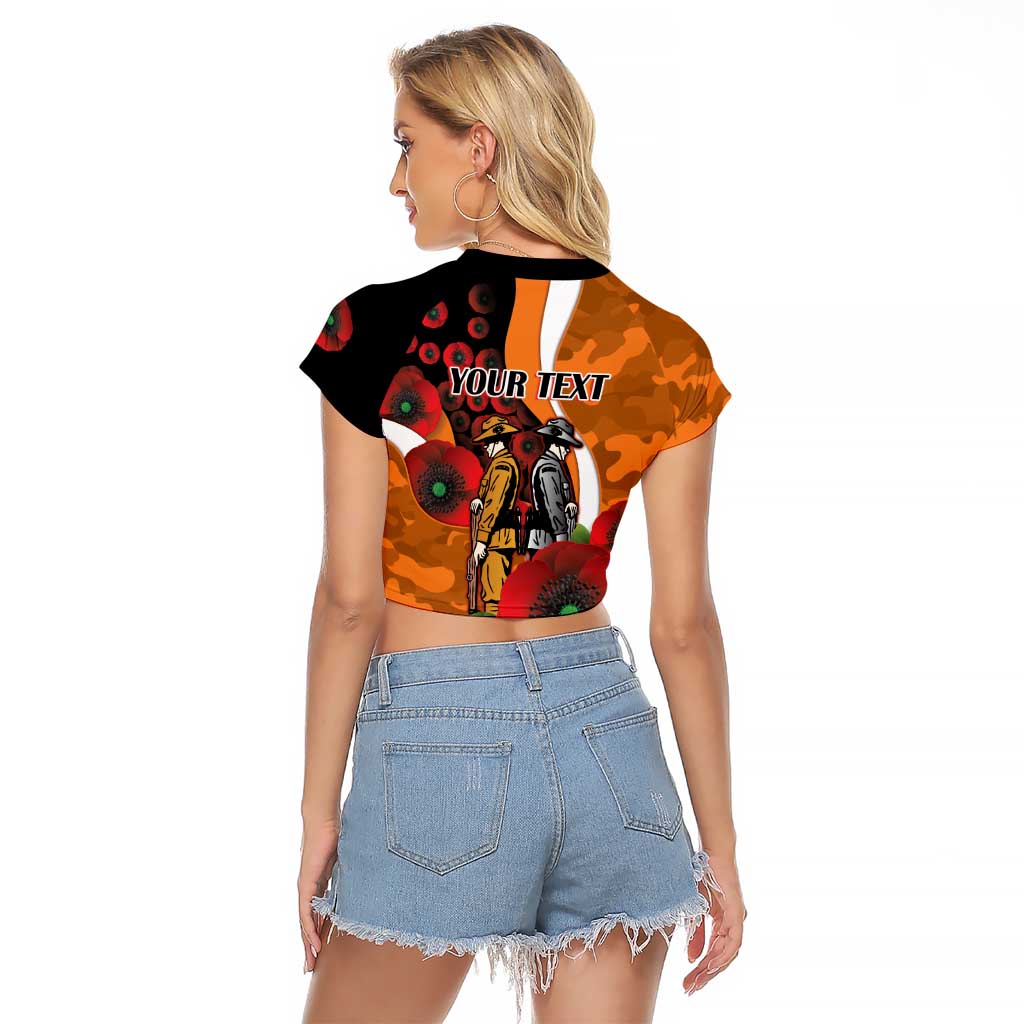 Greater Giants ANZAC Personalised Raglan Cropped T Shirt Lest We Forget Poppy Camo
