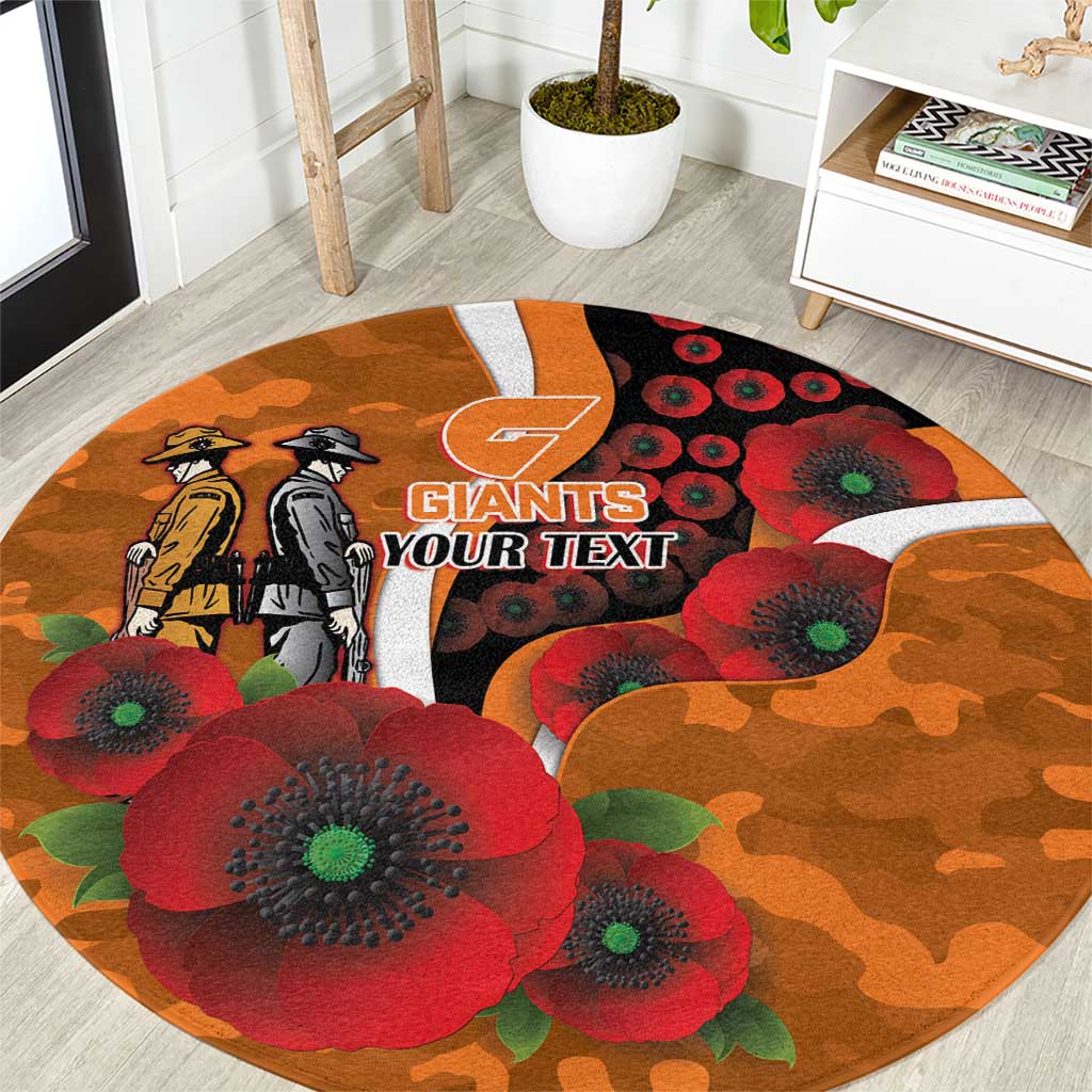 Greater Giants ANZAC Personalised Round Carpet Lest We Forget Poppy Camo