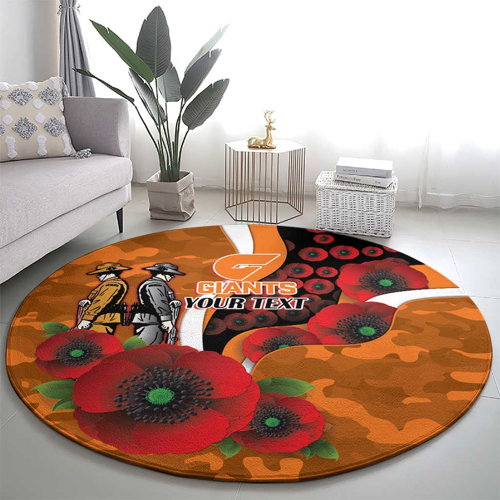 Greater Giants ANZAC Personalised Round Carpet Lest We Forget Poppy Camo