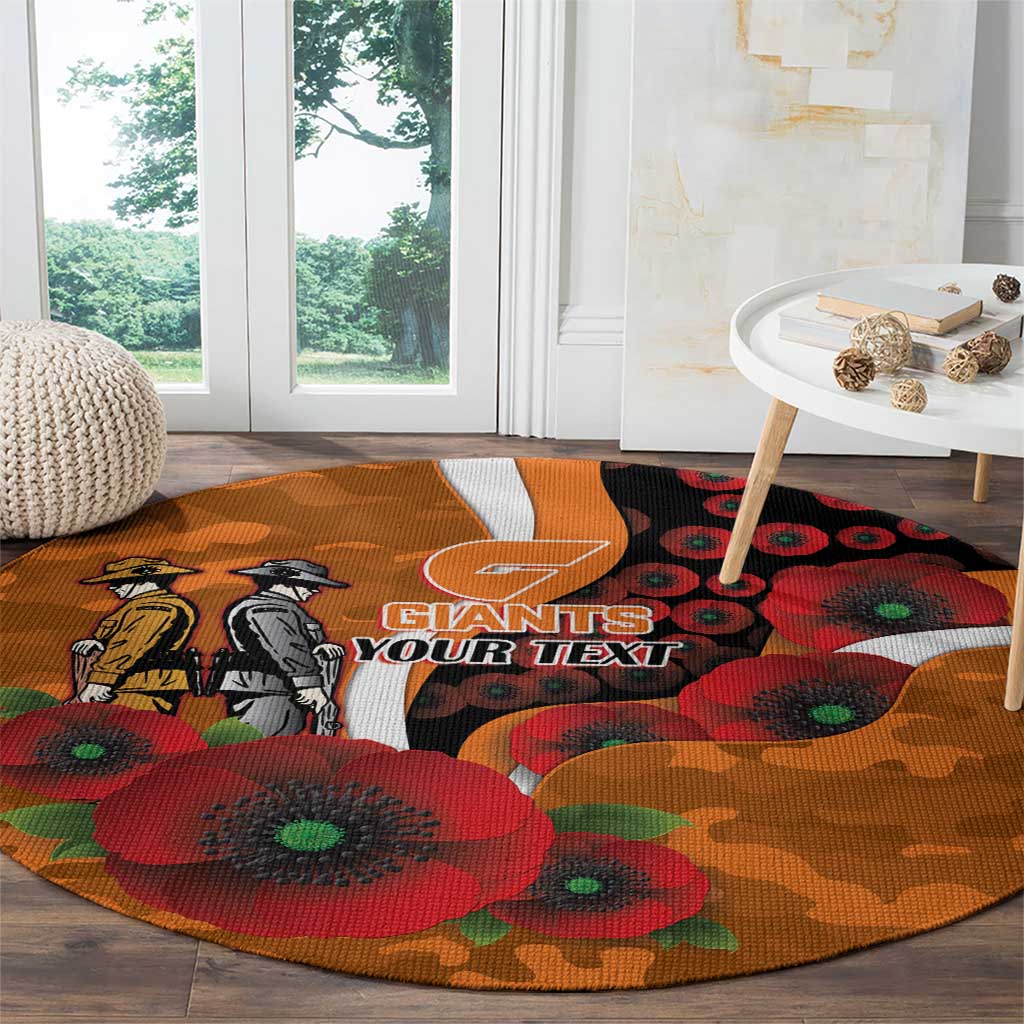 Greater Giants ANZAC Personalised Round Carpet Lest We Forget Poppy Camo
